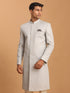 Vastramay Men's Grey Jaccard Sherwani Only Top